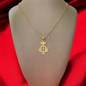 Colar dama com coroa banhado em ouro e prata