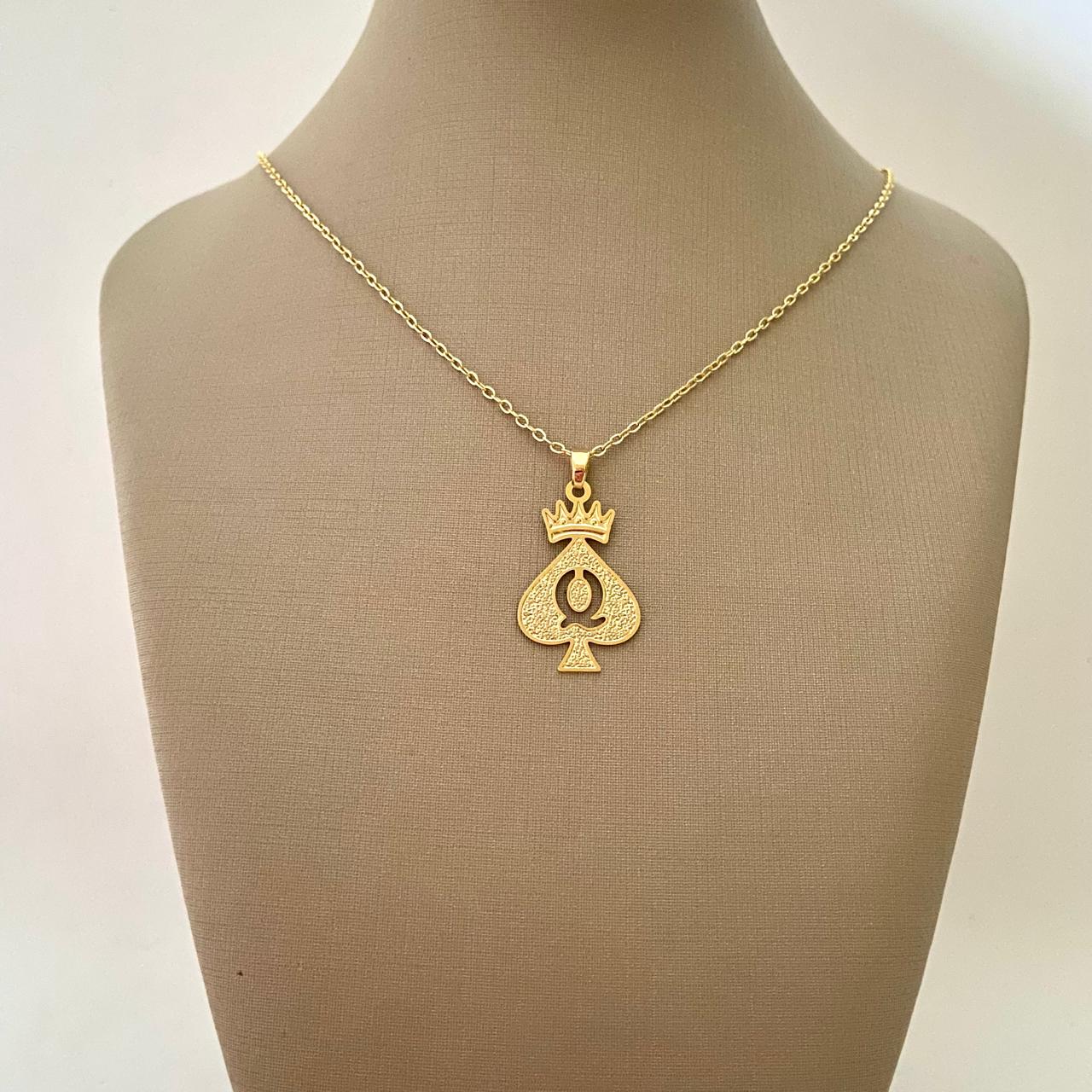 Colar dama com coroa banhado em ouro e prata - Imagem 2