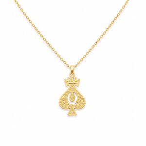 Colar dama com coroa banhado em ouro e prata