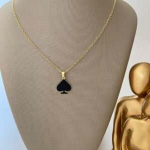 Colar Dama de Espadas esmaltada no banho em ouro ou prata