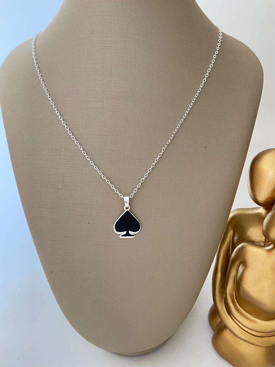 Colar Dama de Espadas esmaltada no banho em ouro ou prata - Imagem 2