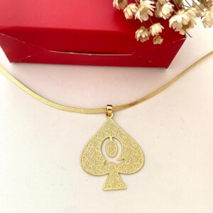 Colar Fita Dama de Espadas Tamanho G no banho em ouro ou prata