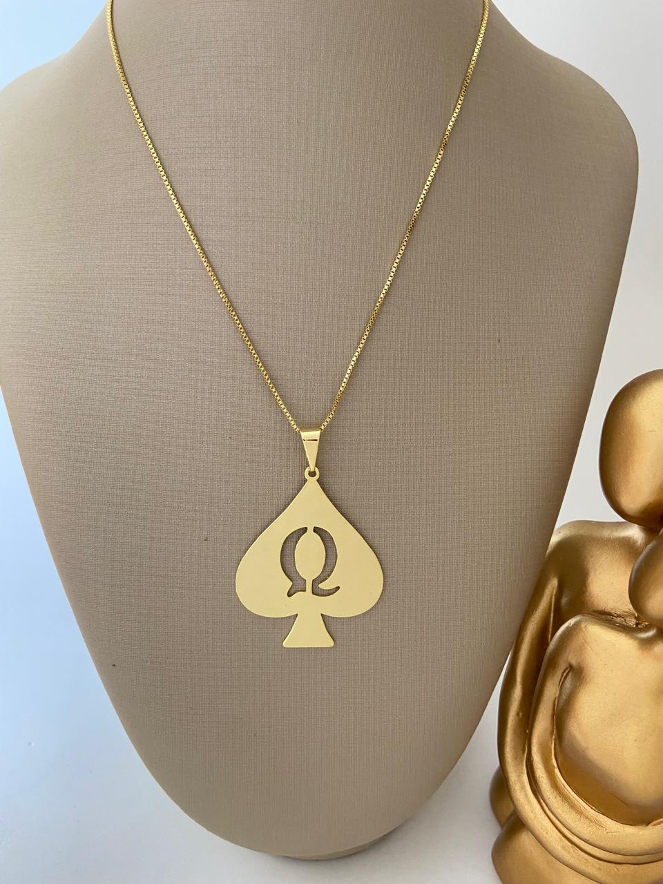 Colar Dama de Espadas G no banho em ouro ou prata