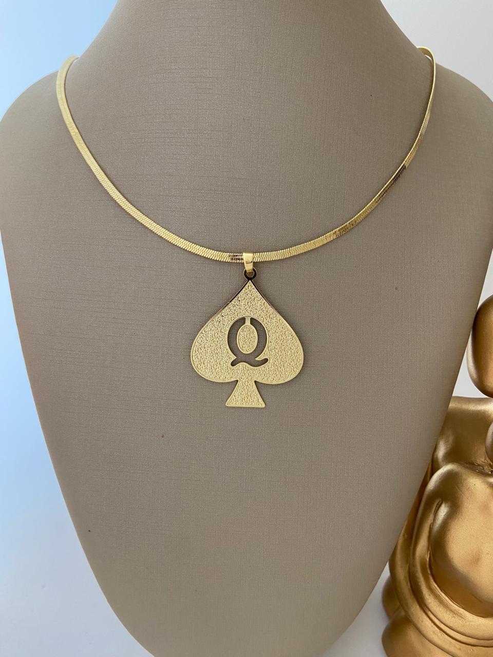Colar Fita Dama de Espadas Tamanho G no banho em ouro ou prata - Imagem 2
