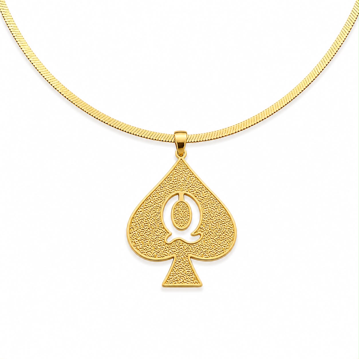 Colar Fita Dama de Espadas Tamanho G no banho em ouro ou prata